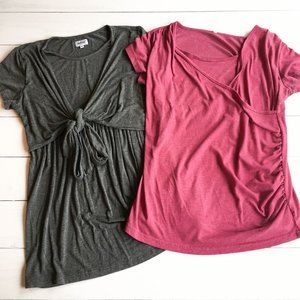 Set of Two Breastfeeding Nursing Maternity Tops - Size Medium
